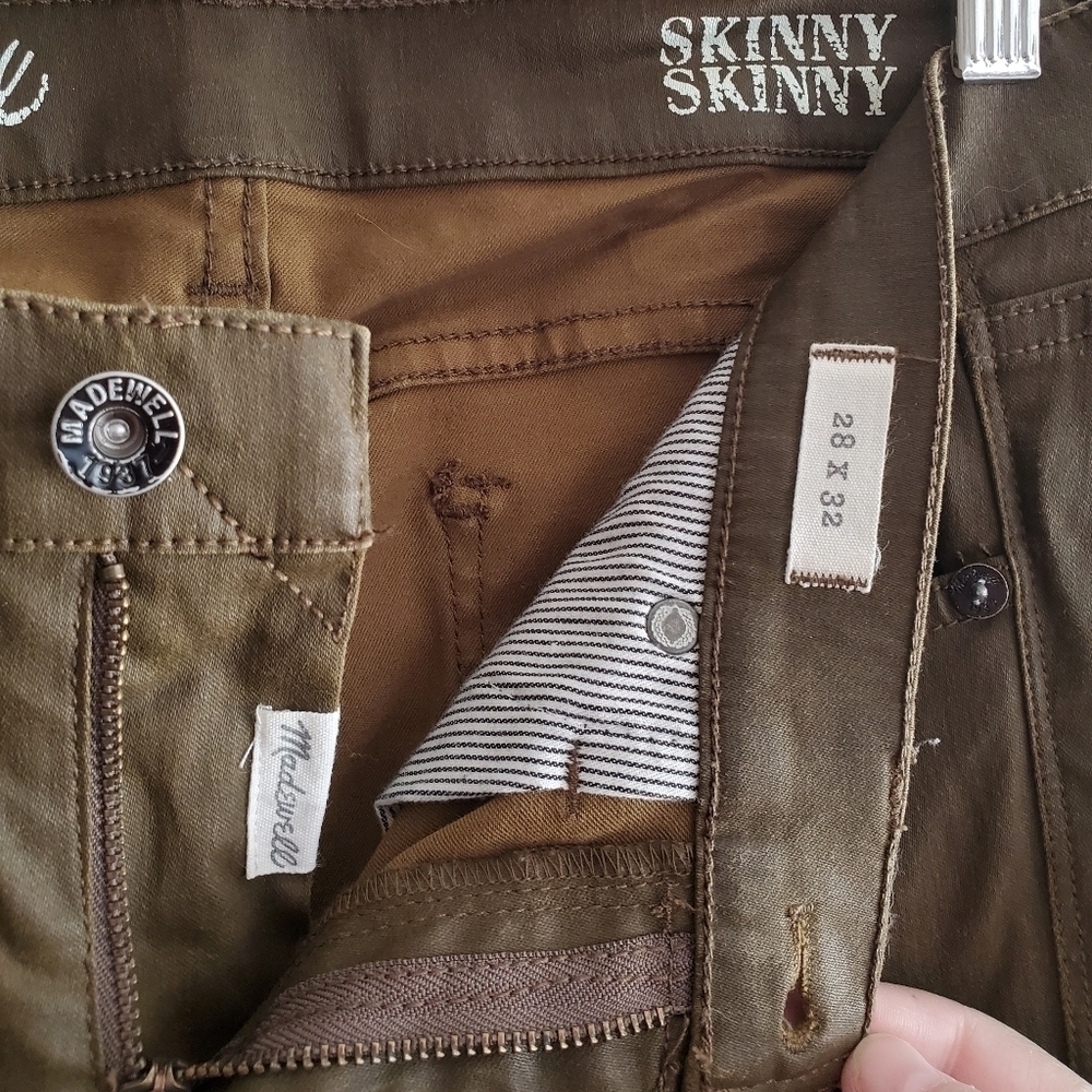 Madewell 28 x 32 Skinny Skinny Pants Coated Drab Olive Green BLOGGER FAV - Picture 5 of 9